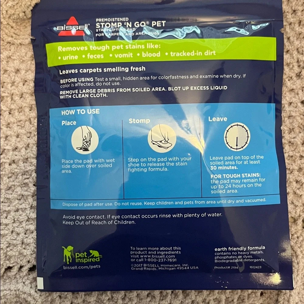 Bissell Stomp 'N Go Pet Stain Pads - Blue and Green